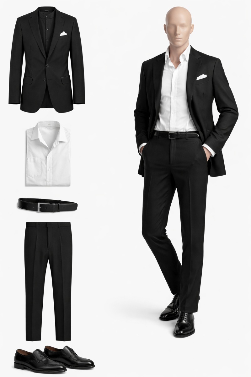 How to Style a Black Suit: 9 Easy Black Suit Combinations 19 black suit combination 3