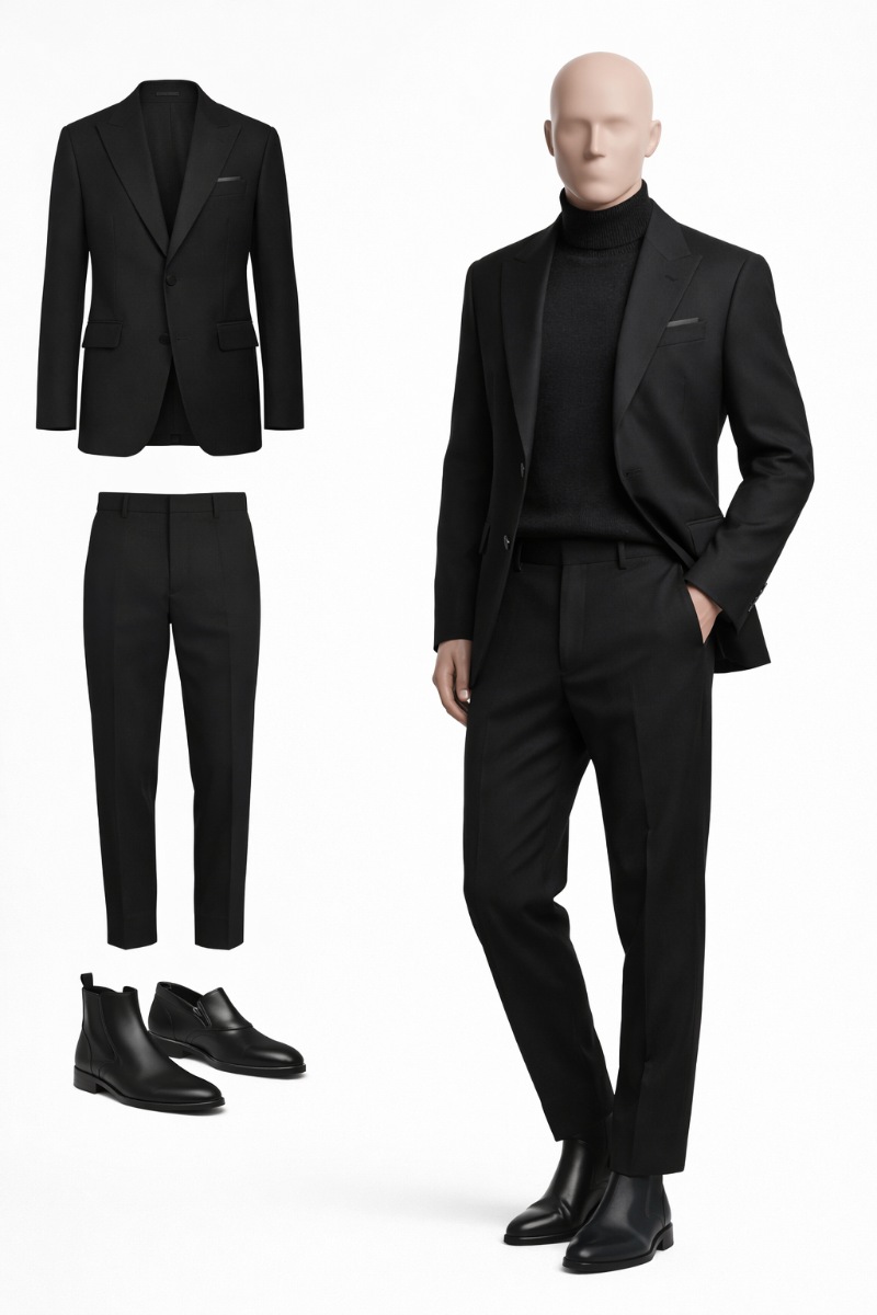 How to Style a Black Suit: 9 Easy Black Suit Combinations 22 black suit combination 6