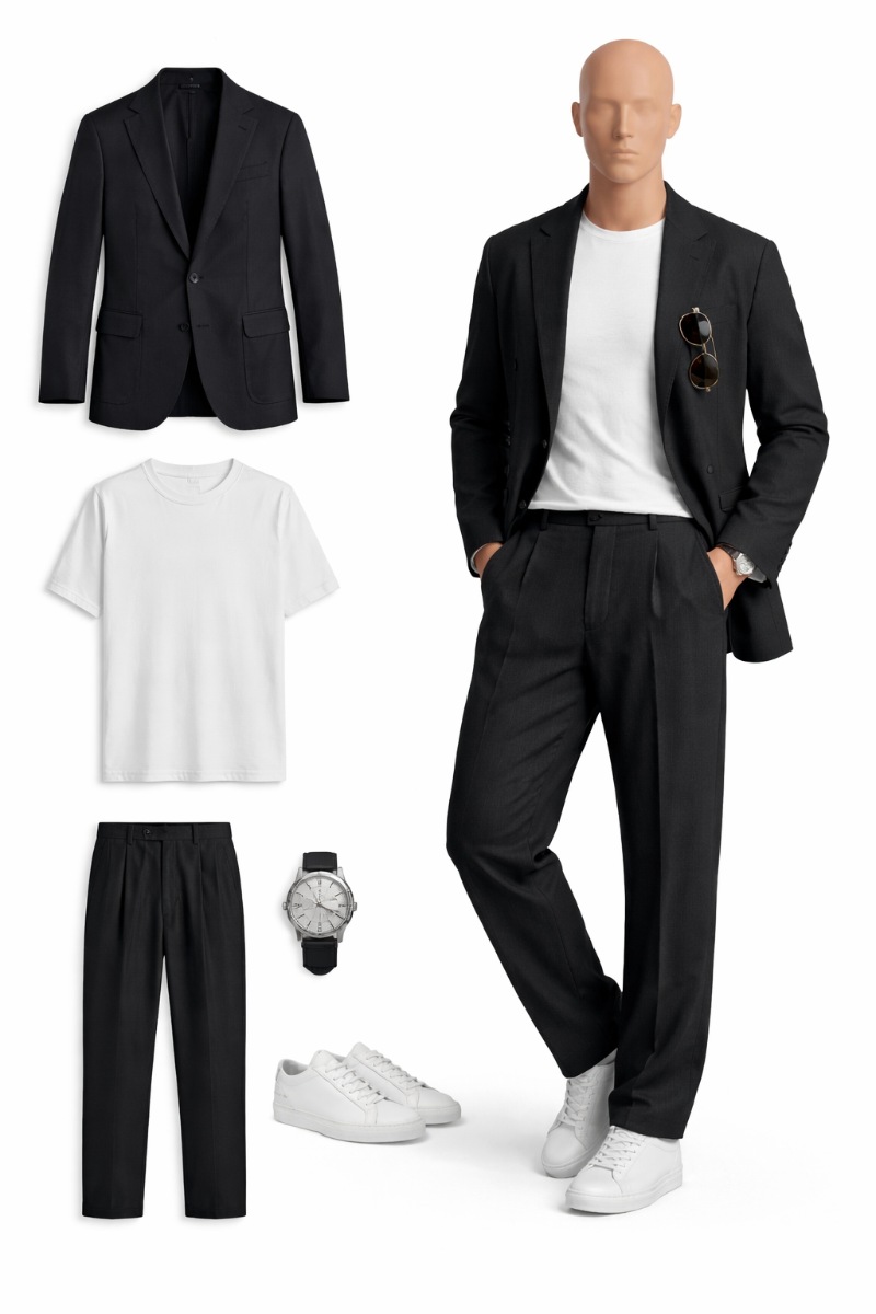 How to Style a Black Suit: 9 Easy Black Suit Combinations 24 black suit combination 8