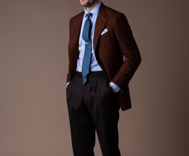 brown suit and blue shirt 1a1