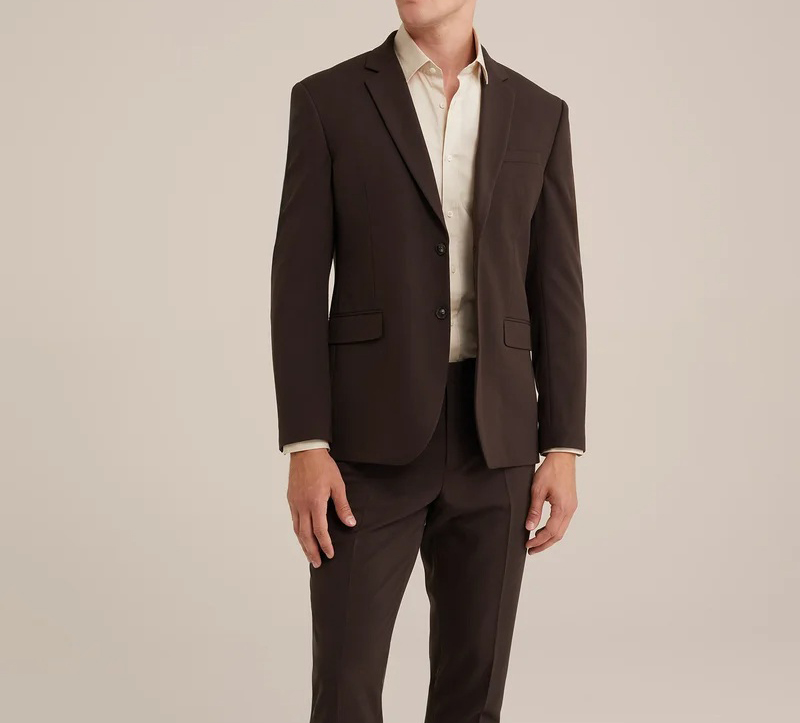 brown suit beige shirt 1