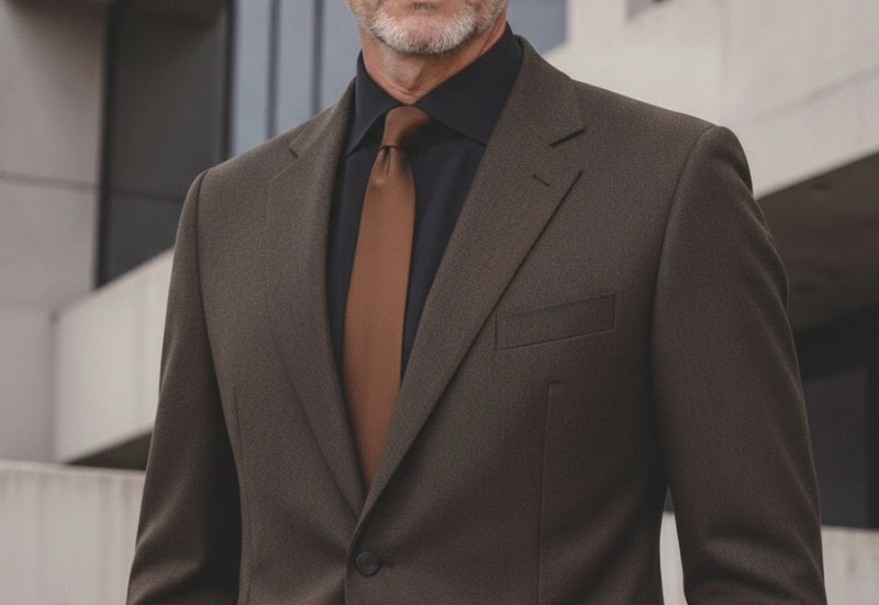 brown suit black shirt 13a