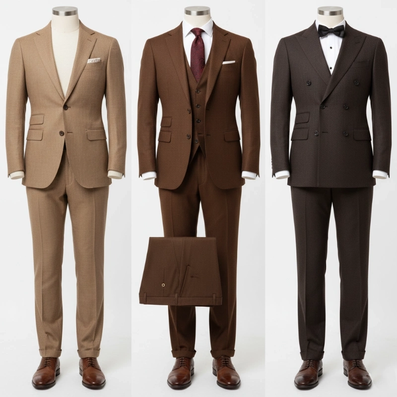 brown suit black shirt 6