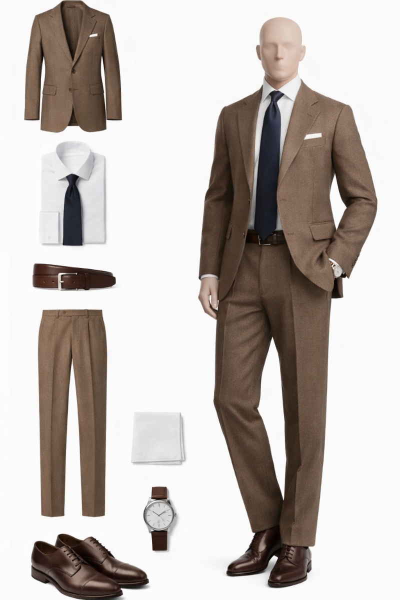 brown suit white shirt 2
