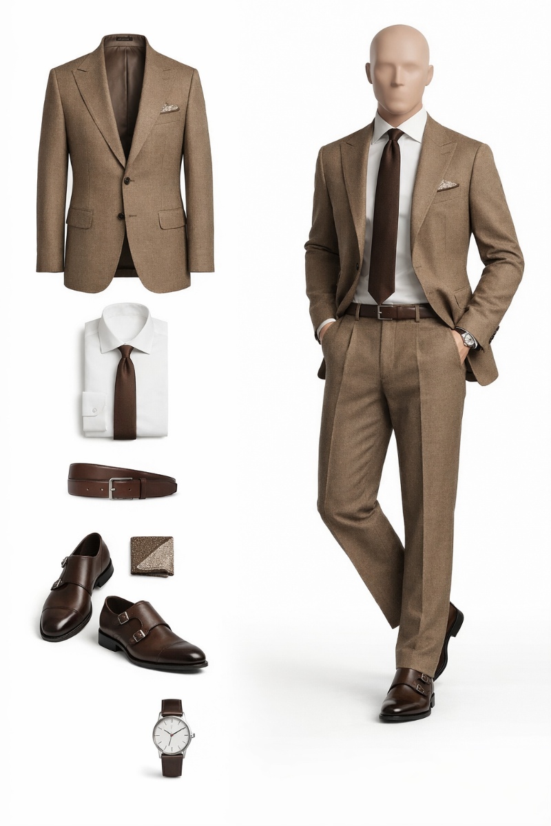 brown suit white shirt 6