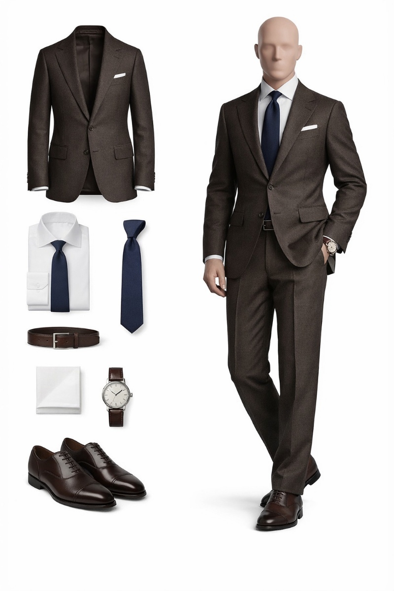 brown suit white shirt 7