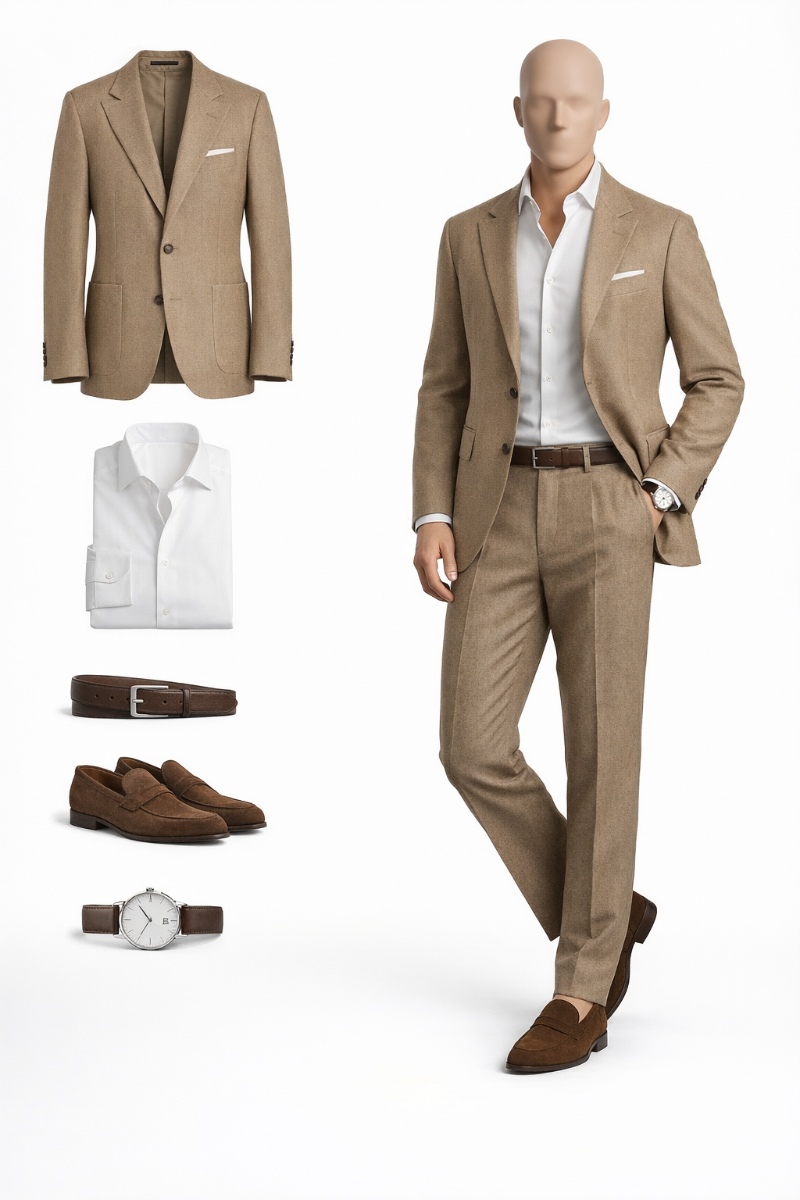 brown suit white shirt 9