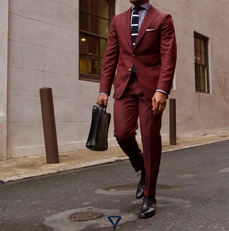 how to wear a burgundy suit 16