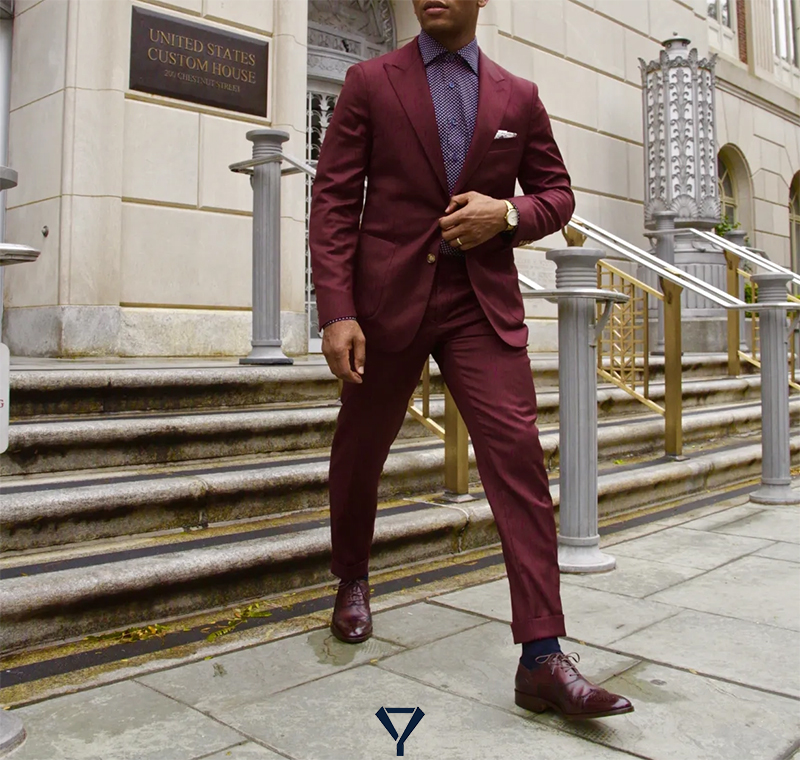 how to wear a burgundy suit 19