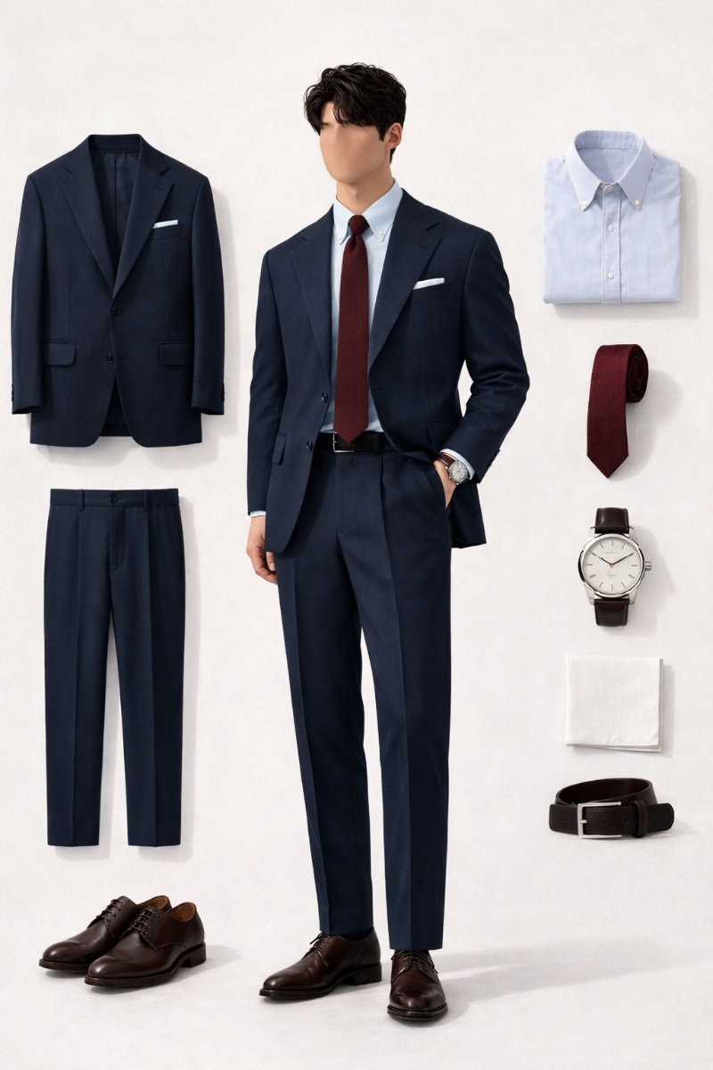navy blue suit and light blue shirt 2
