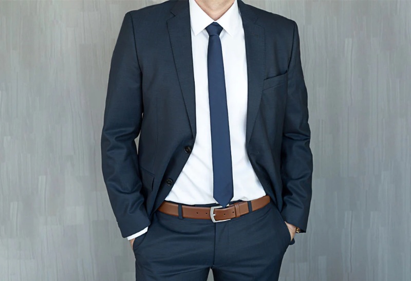 navy blue suit and light blue shirt 8