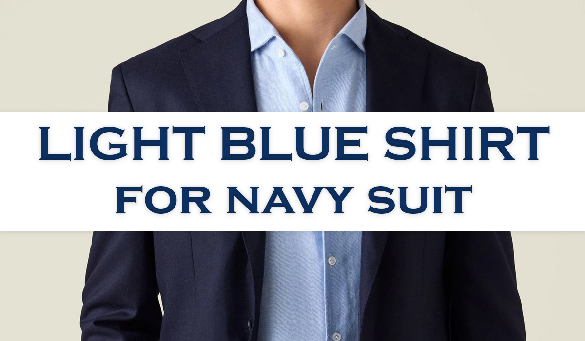 navy blue suit and light blue shirt