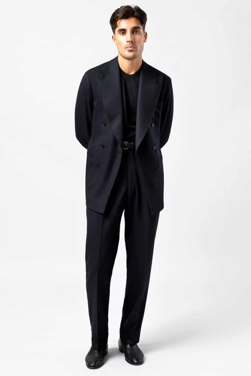 navy blue suit with black shirt 1a3