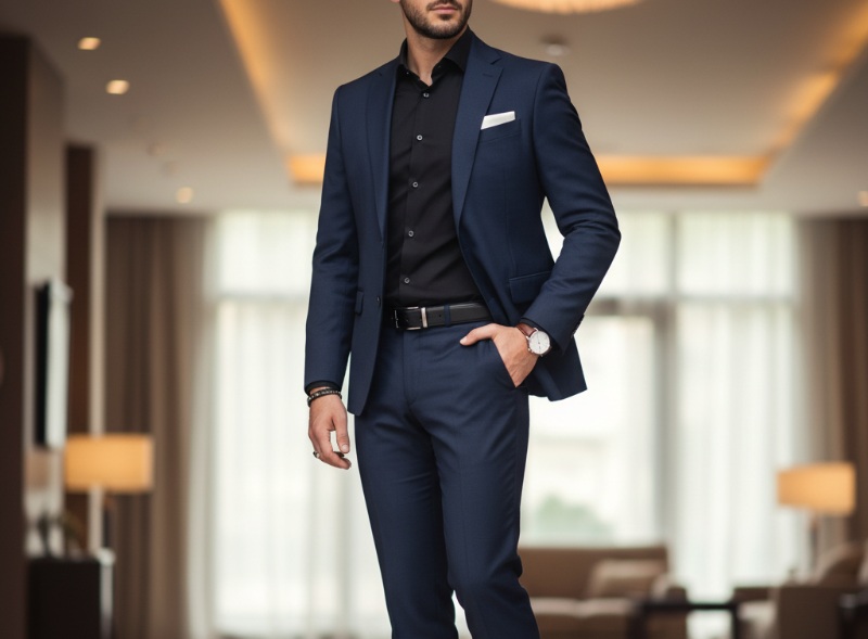 navy blue suit with black shirt 1a6