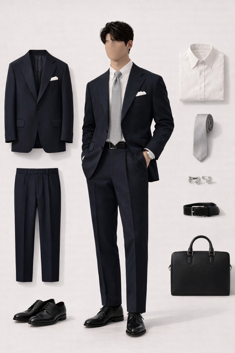 navy suit and white shirt 4
