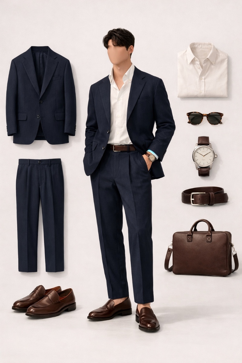 navy suit and white shirt 5