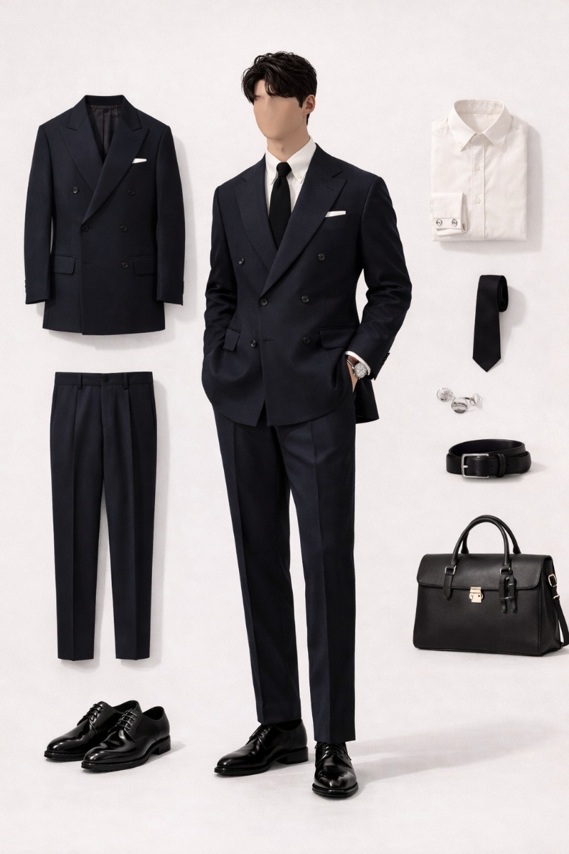 navy suit and white shirt 6