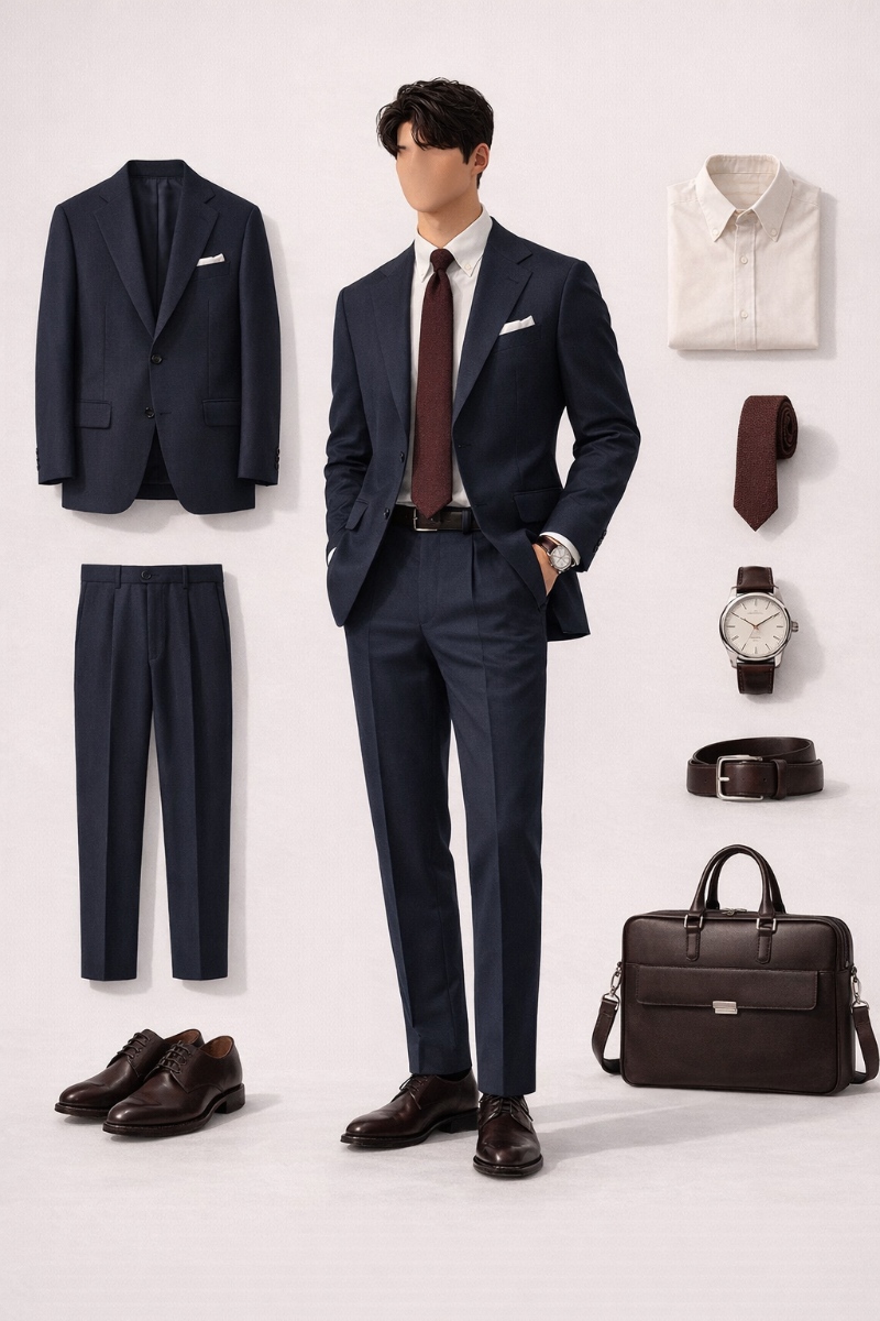 navy suit and white shirt 7