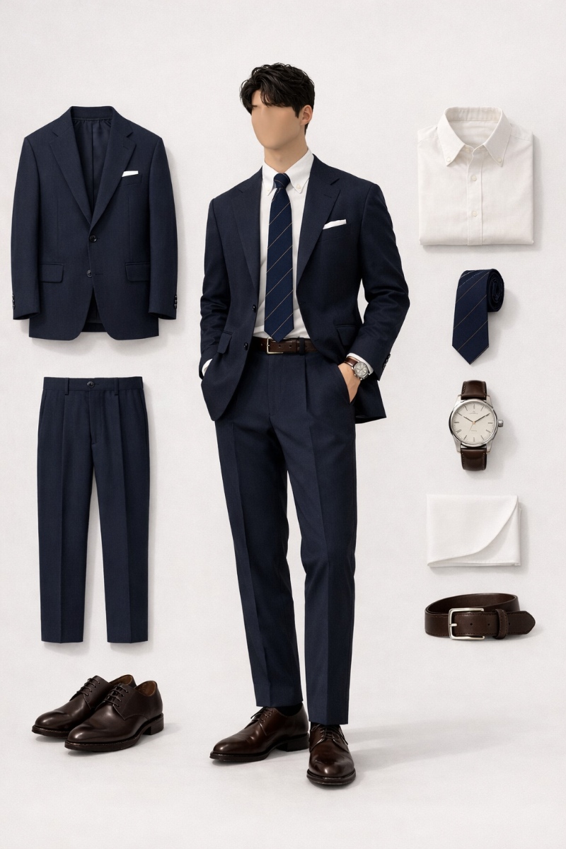 navy suit and white shirt 9