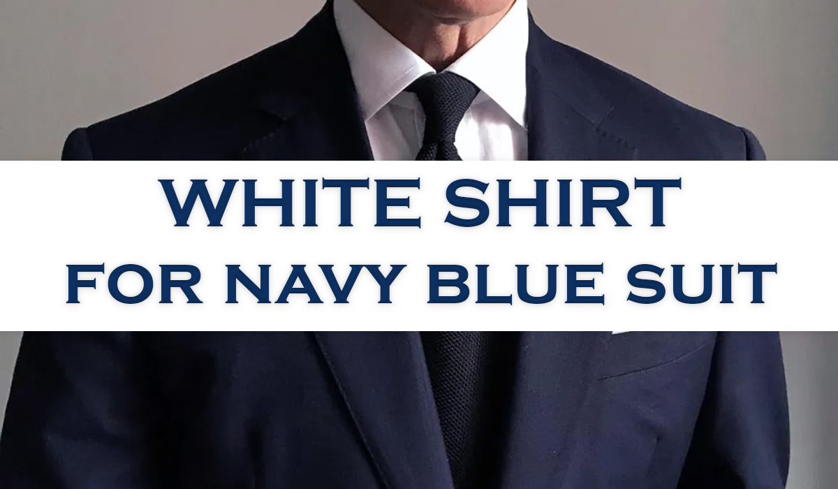 navy suit and white shirt