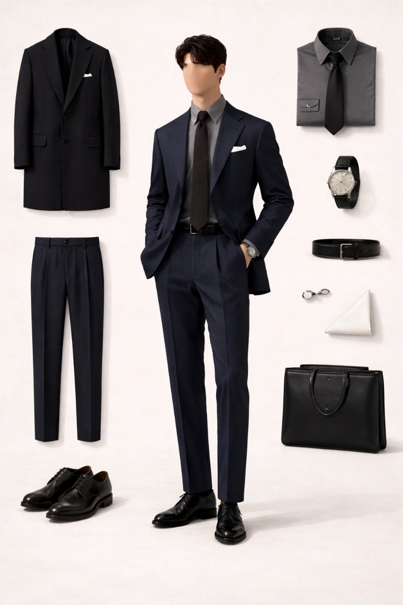 6 Easy Ways to Style the Navy Suit Gray Shirt Combinations 18 navy suit gray shirt 4