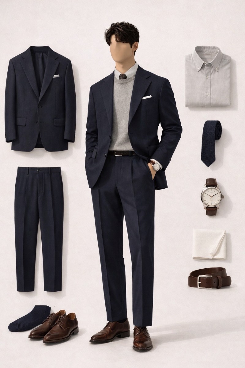 6 Easy Ways to Style the Navy Suit Gray Shirt Combinations 20 navy suit gray shirt 6