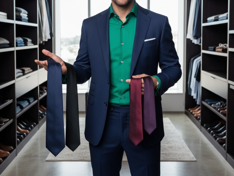 navy suit green shirt 14