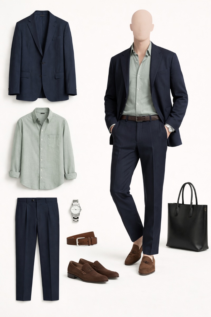 navy suit green shirt 2