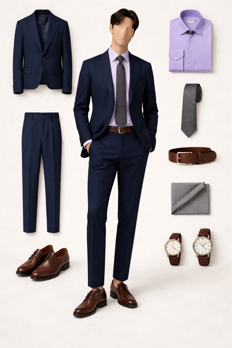 Navy Suit Lavender Shirt 14 navy suit lavender shirt 2