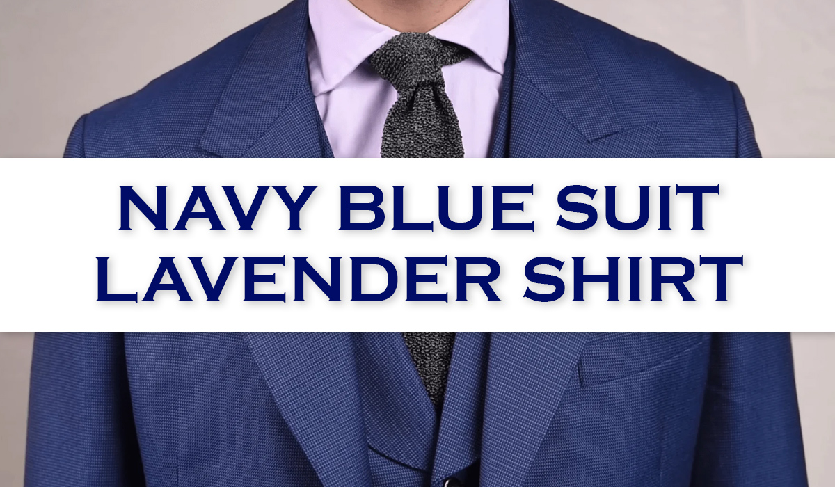 navy suit lavender shirt