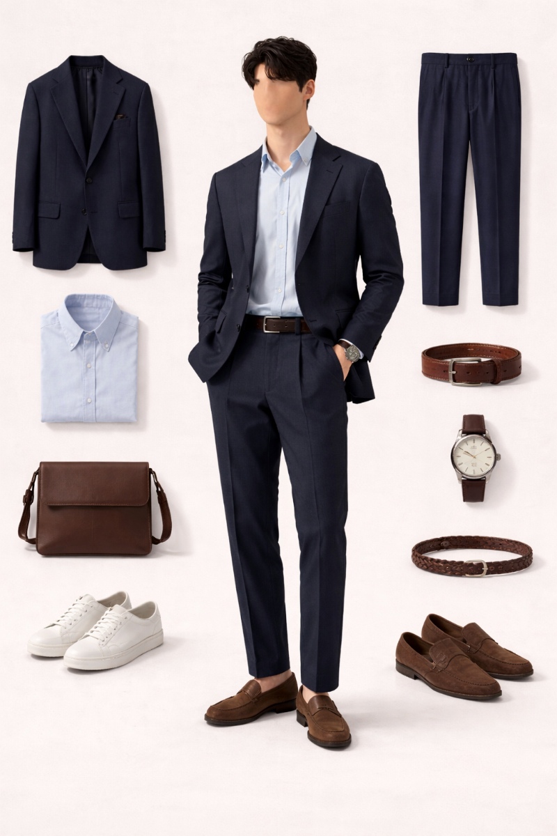 navy suit navy shirt 10