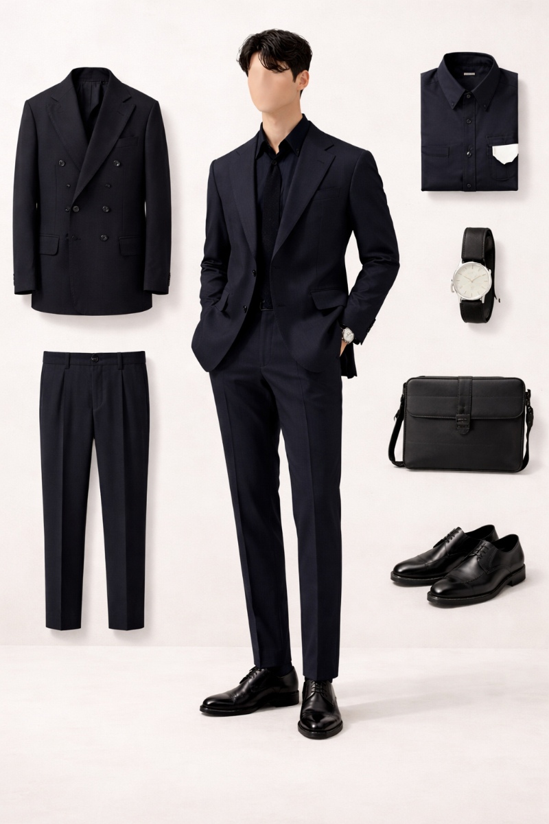 navy suit navy shirt 3
