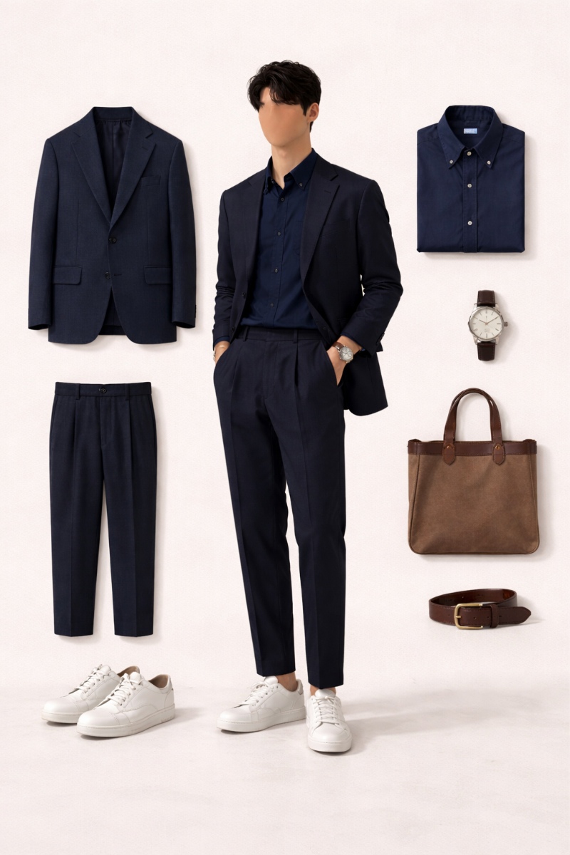 navy suit navy shirt 4