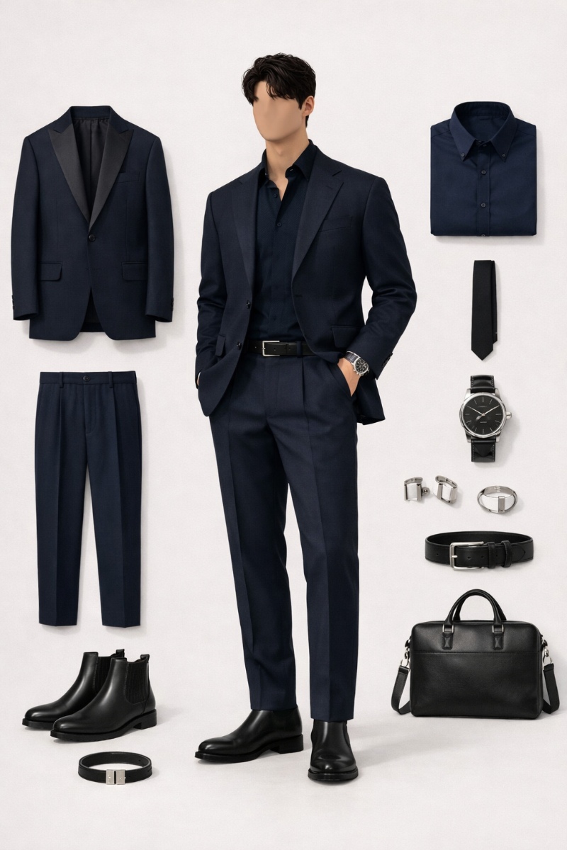 navy suit navy shirt 5