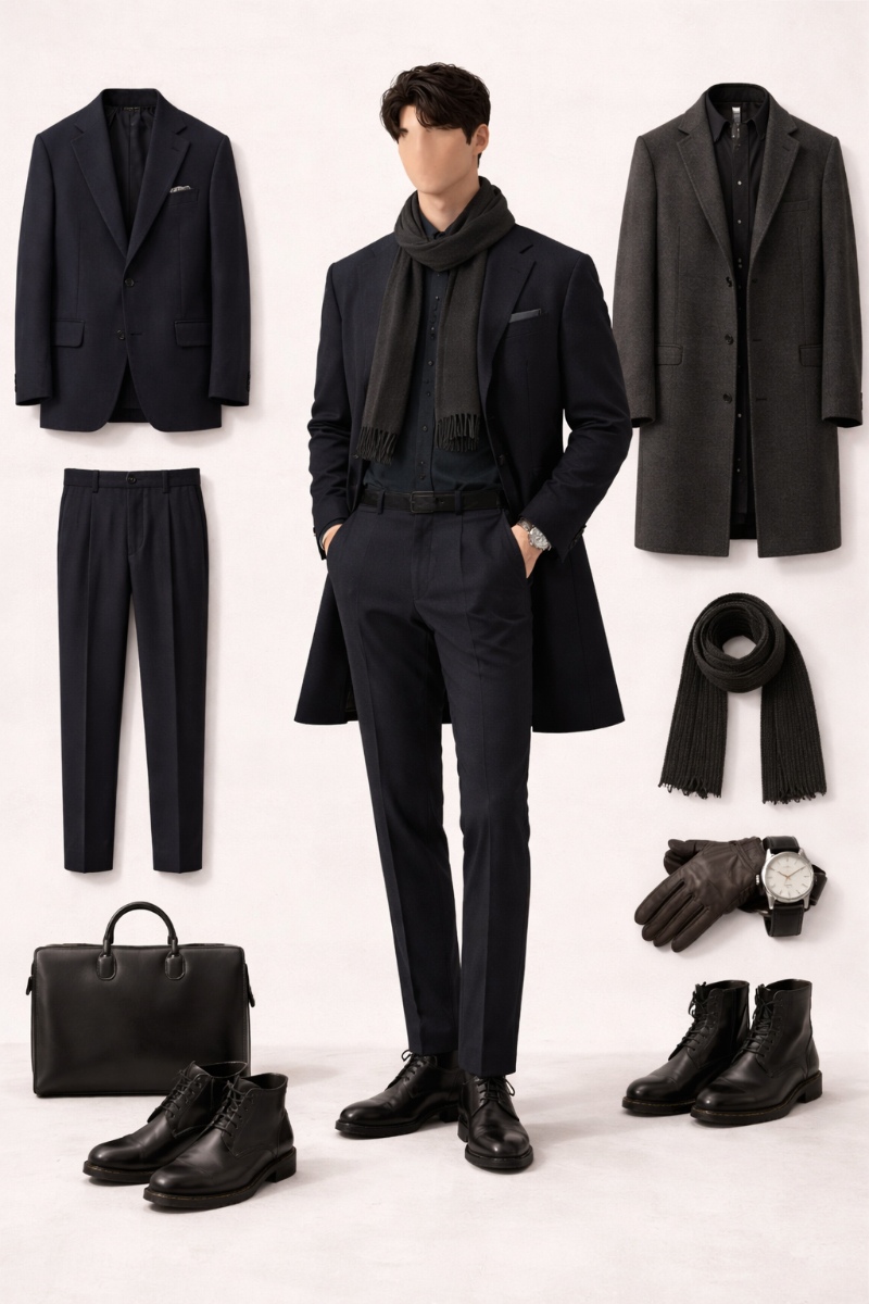 navy suit navy shirt 7