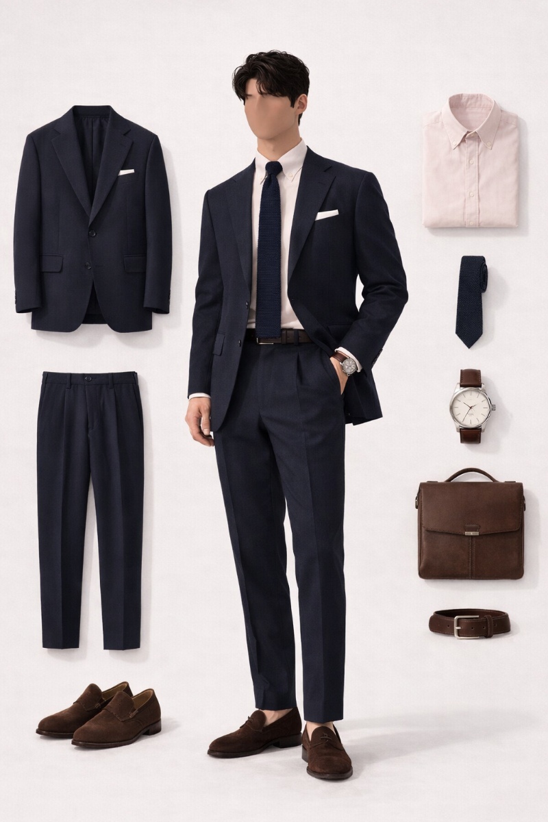 navy suit pink shirt 11