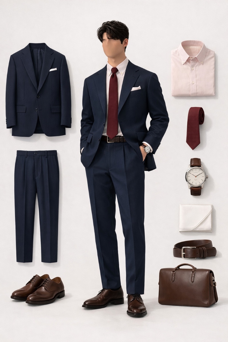 navy suit pink shirt 3