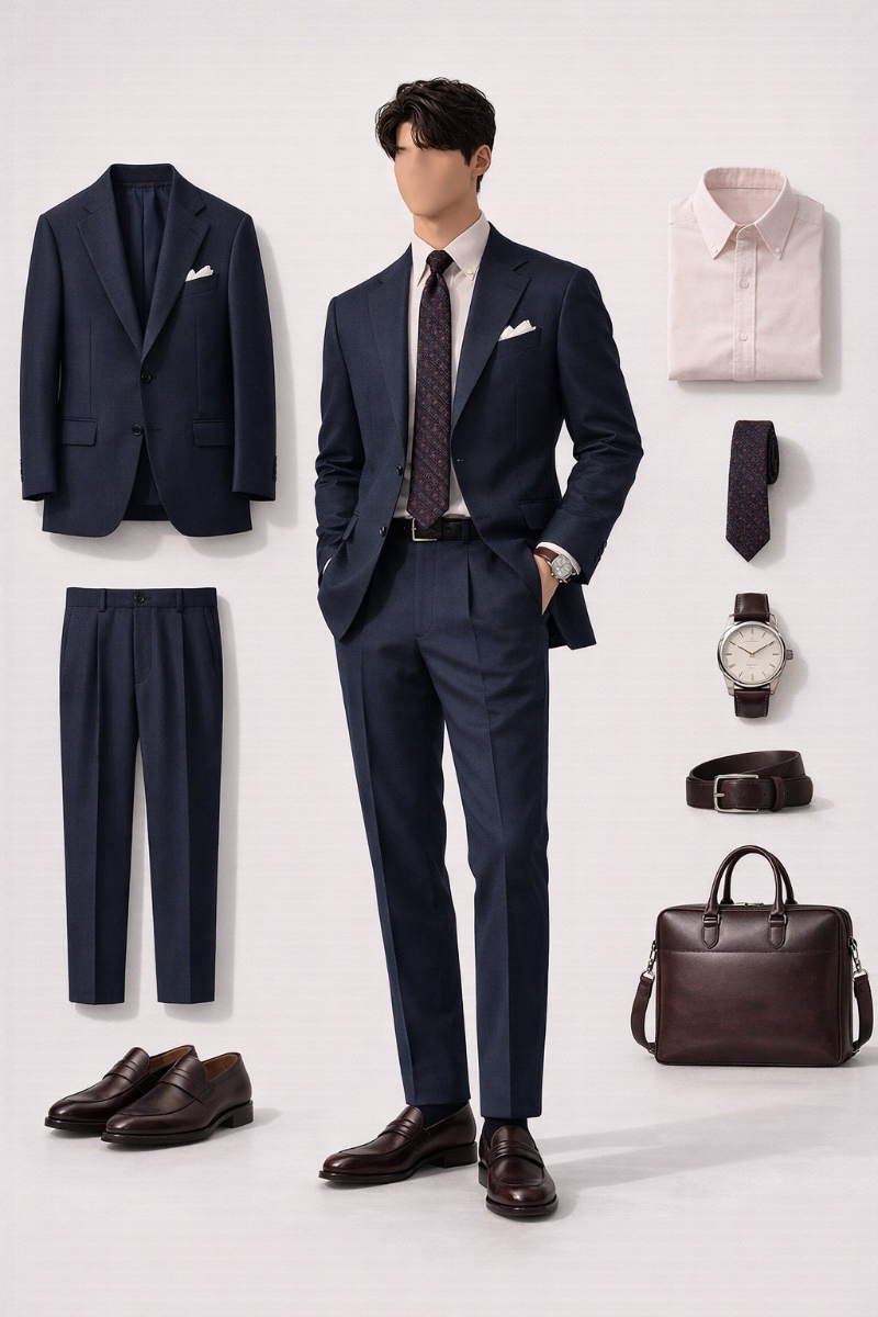 navy suit pink shirt 4