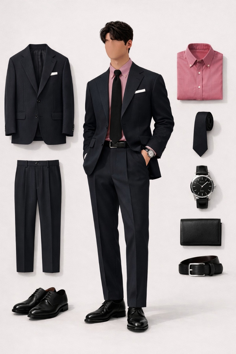 navy suit pink shirt 7