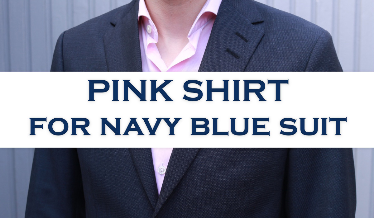 navy suit pink shirt