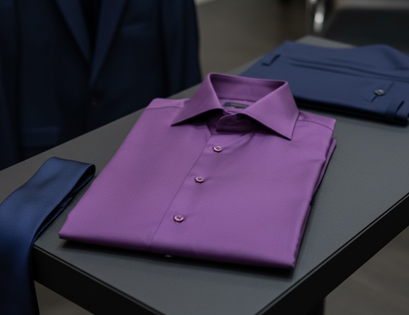 purple shirt navy blue suit 13