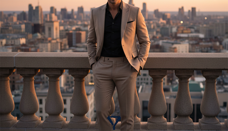 what color shirt to wear with a tan suit 8