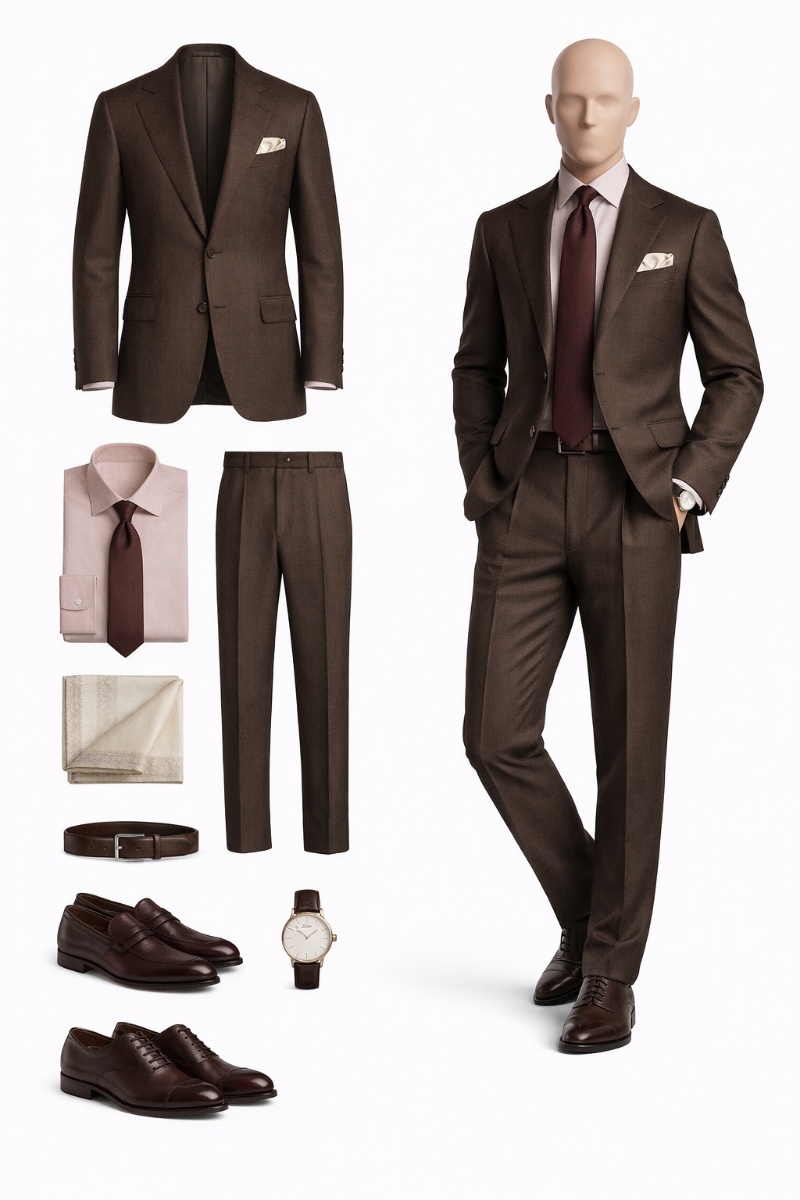 what color shirt to wear with brown suit 1g1