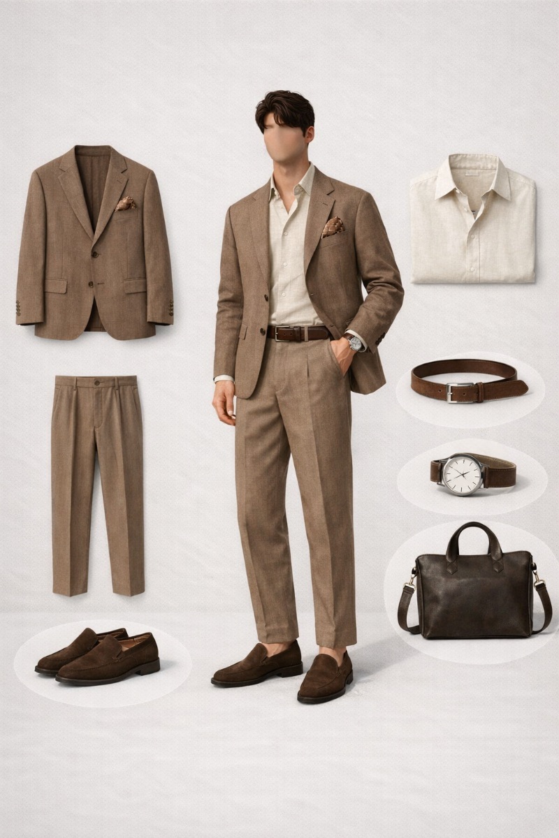 what color shirt to wear with brown suit 1g4