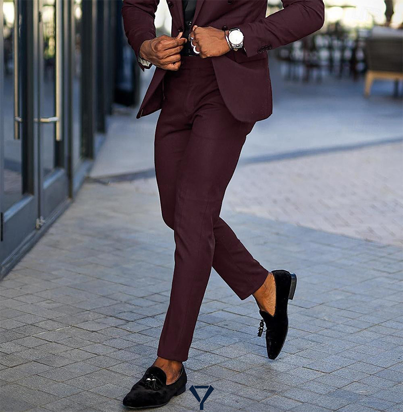 what shoes with burgundy suit 2
