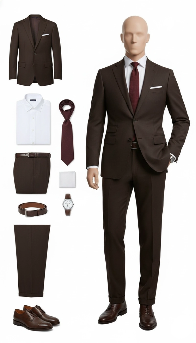 What Color Shirt to Wear with Brown Suit for a Gentleman Look 29 white shirt with brown suit